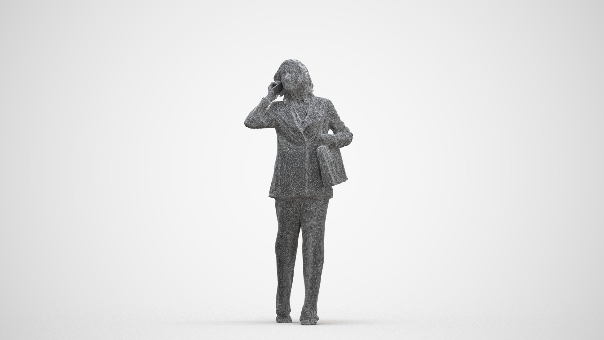 scanned 3D senior woman business walking, photogrammetry people for Enscape and V-Ray, three-quarter front view render