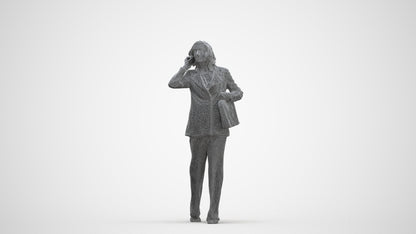 scanned 3D senior woman business walking, photogrammetry people for Enscape and V-Ray, three-quarter front view render
