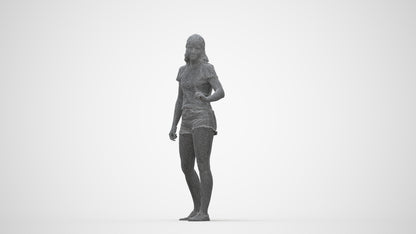photogrammetry 3D girl casual door, realistic human model archviz FBX, wireframe back view
