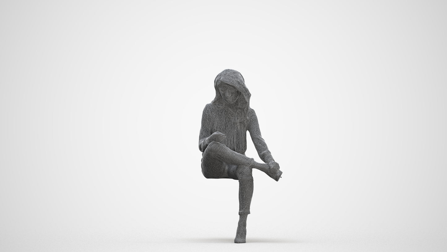 realistic 3D senior woman business sitting, scanned archviz people for Blender and 3ds Max, three-quarter front view render