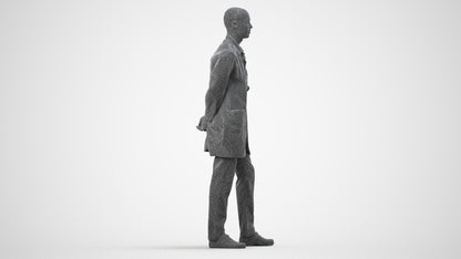 photogrammetry 3D man medical, realistic human model archviz FBX, wireframe side view