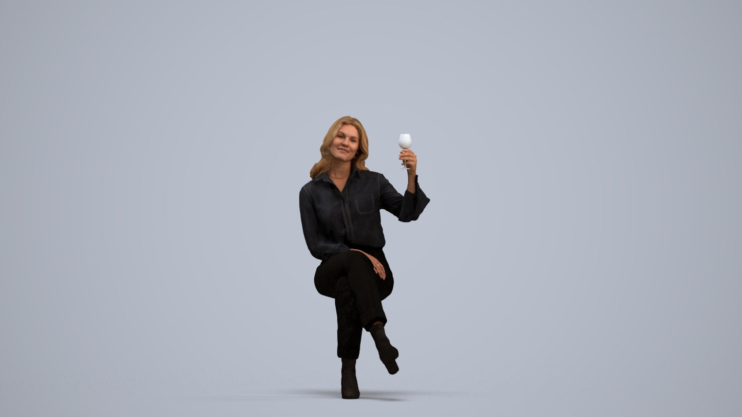 realistic 3D people woman casual formalaffairs, render-ready for V-Ray and Corona, FBX OBJ, standing pose render