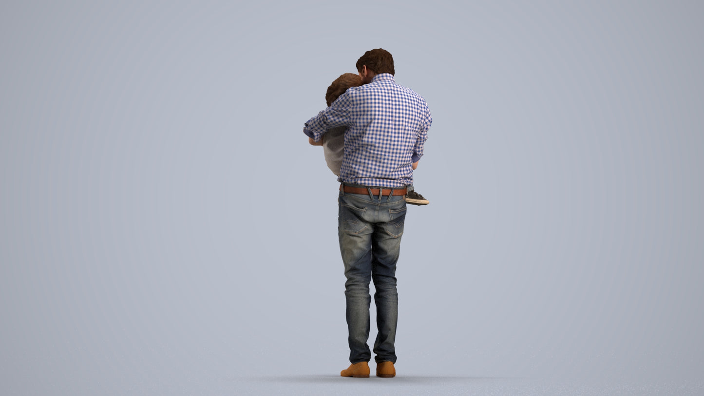 realistic 3D people boy casual kids, render-ready for V-Ray and Corona, FBX OBJ, front view render