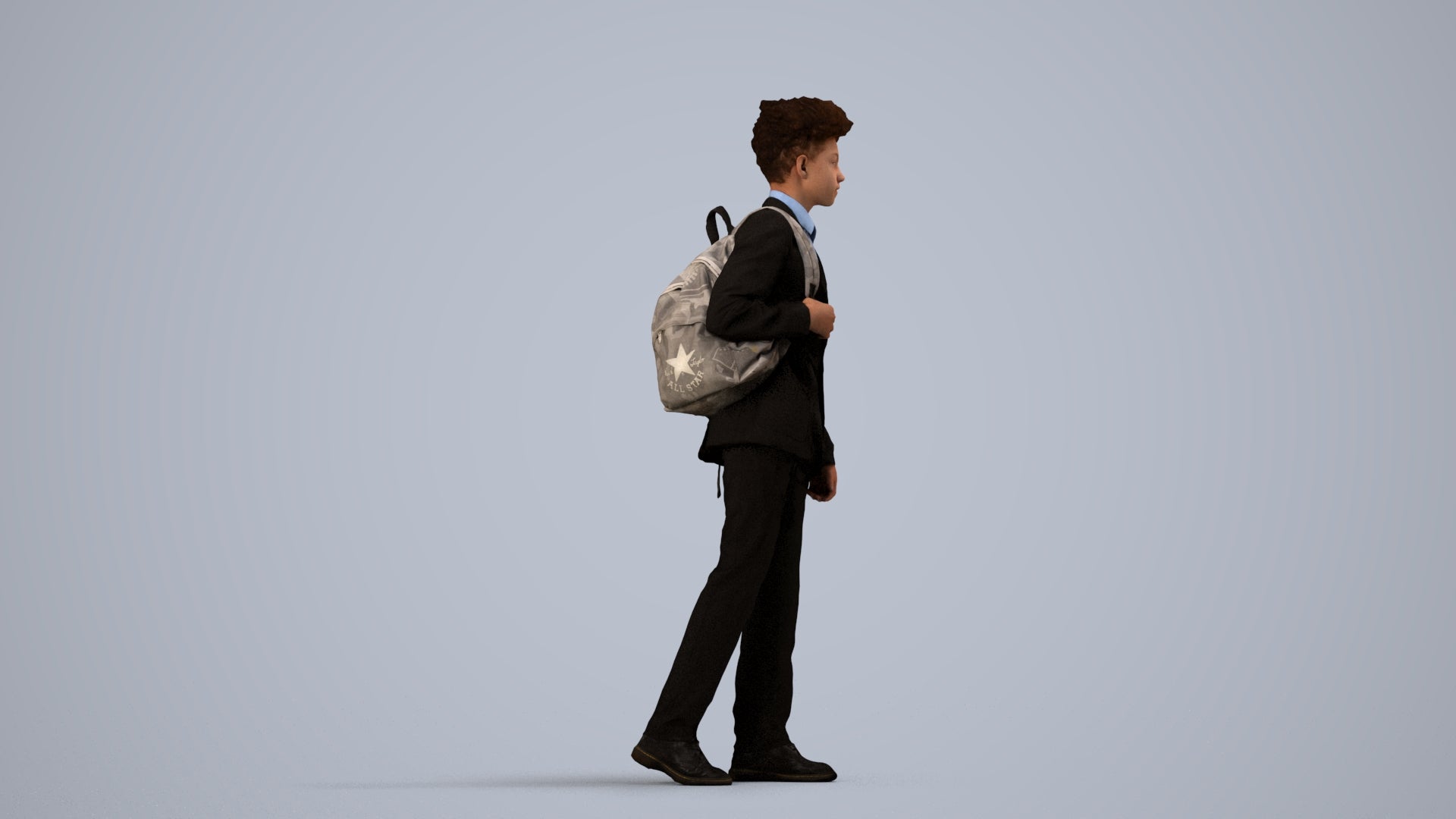 realistic 3D people man kids, render-ready for V-Ray and Corona, FBX OBJ, side view render