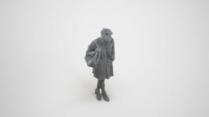 scanned 3D woman casual standing, photogrammetry people for Enscape and V-Ray, wireframe three-quarter view