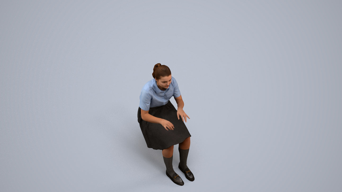 3D people model girl kids, scanned human for 3ds Max rendering, back view render