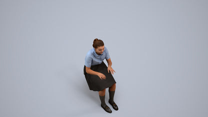 3D people model girl kids, scanned human for 3ds Max rendering, back view render