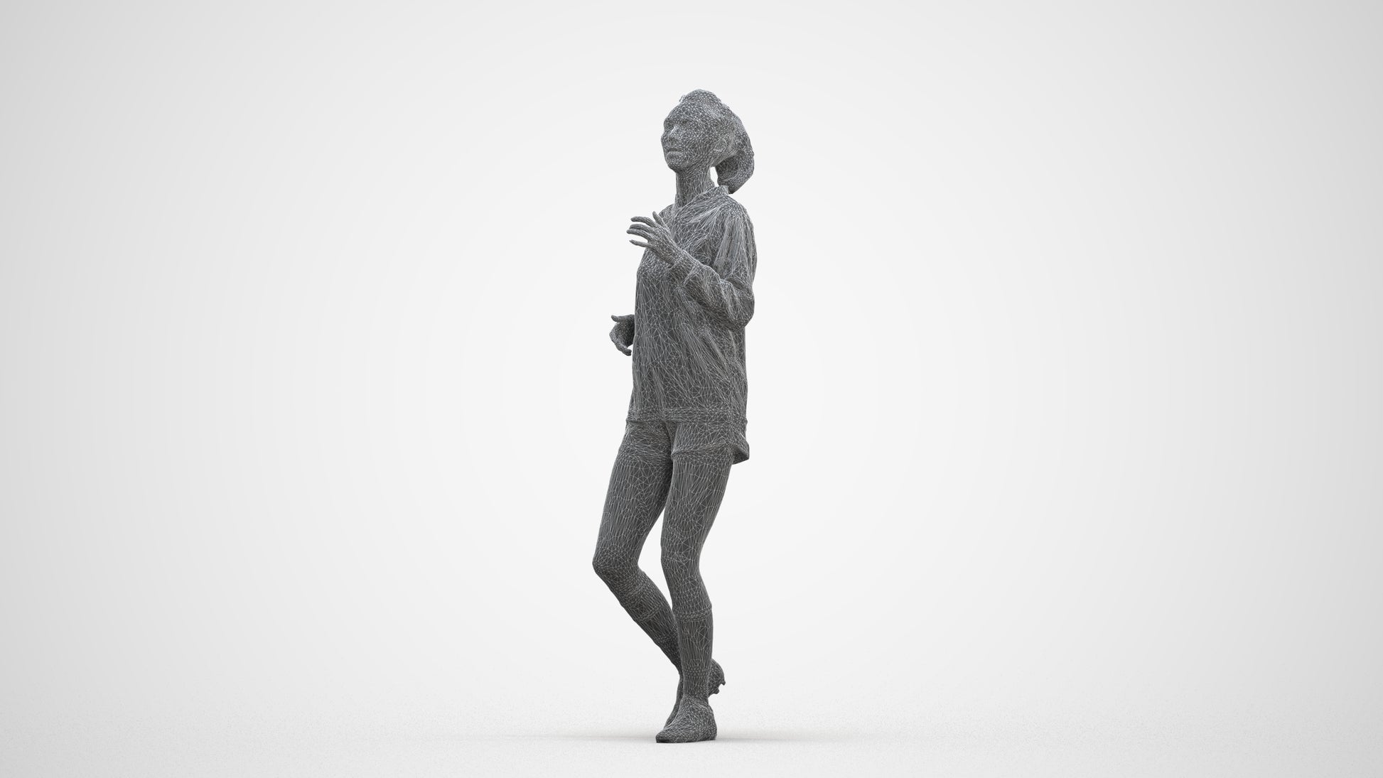 realistic 3D people woman sport, render-ready for V-Ray and Corona, FBX OBJ, three-quarter front view render