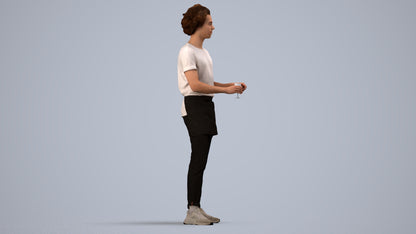 scanned 3D man hospitality, photogrammetry people for Enscape and V-Ray, side view render
