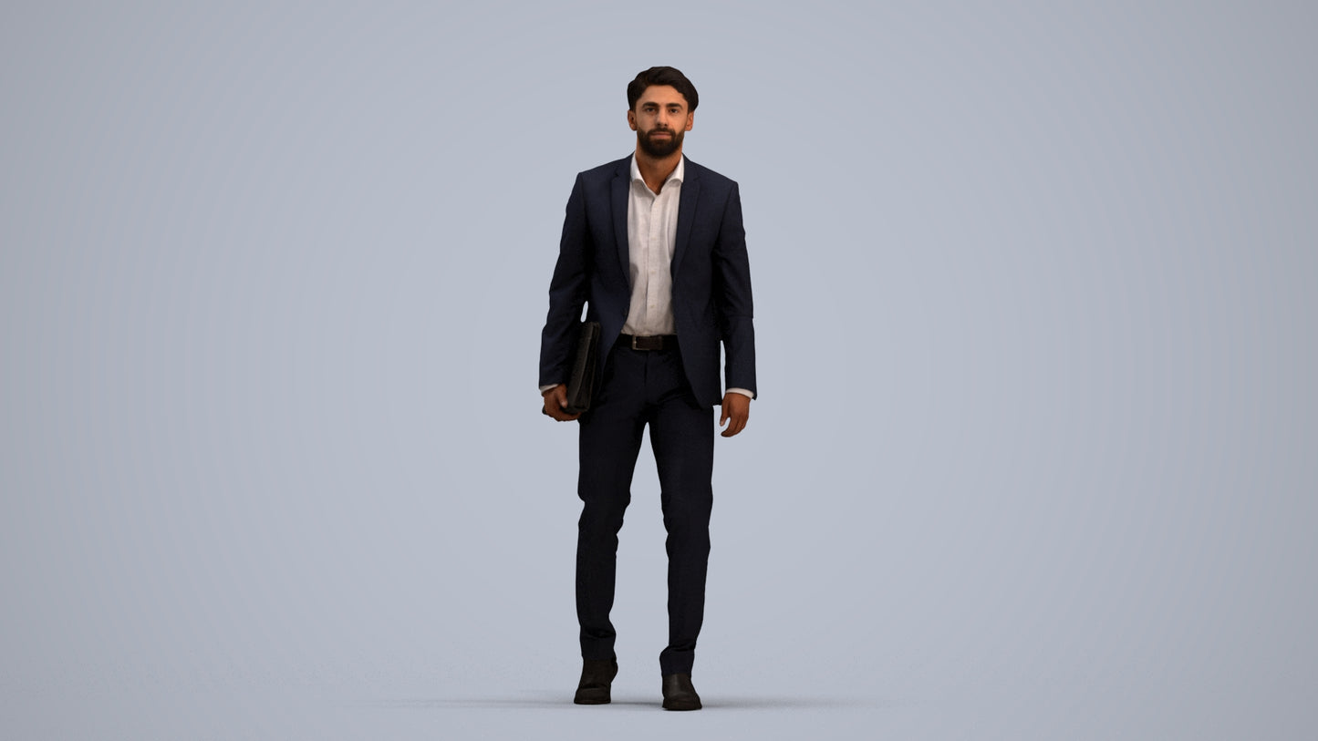 realistic 3D people man business, render-ready for V-Ray and Corona, FBX OBJ, standing pose render