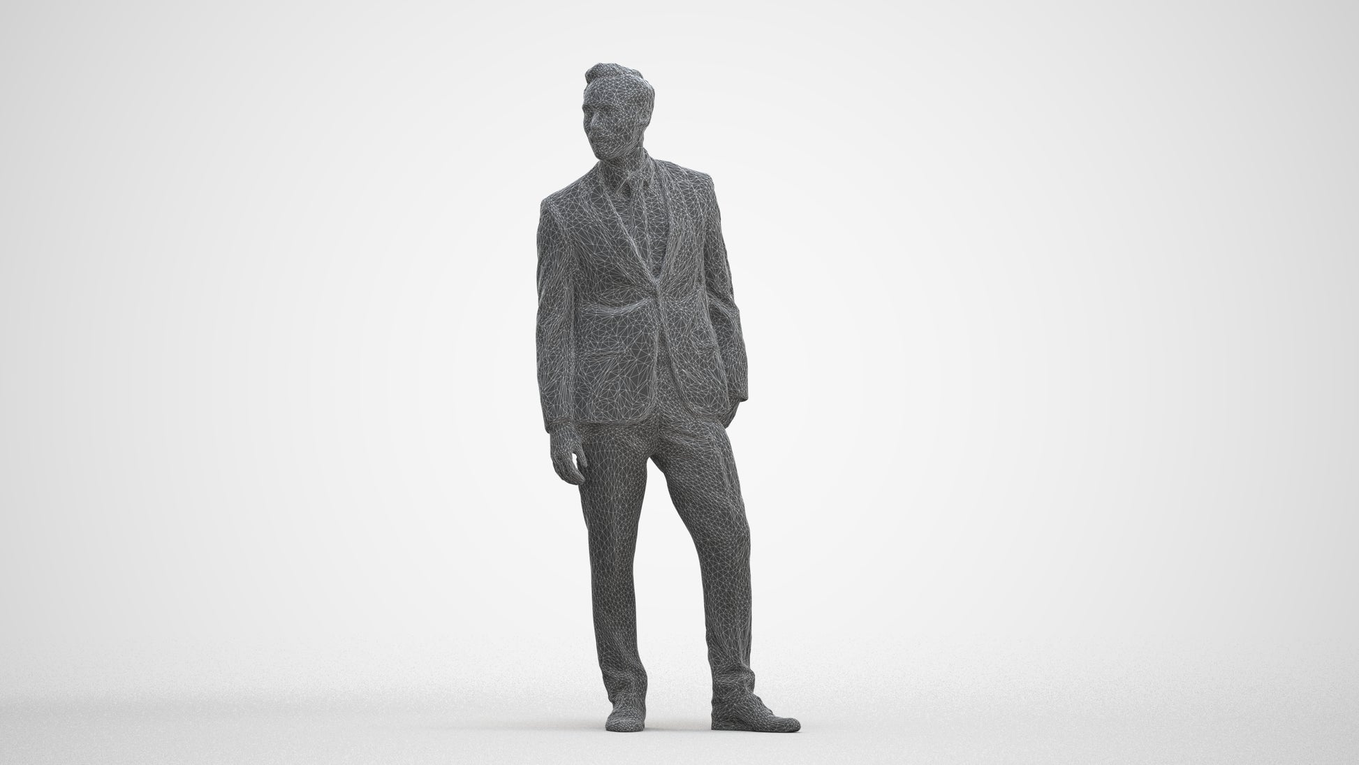 realistic 3D man business, scanned archviz people for Blender and 3ds Max, three-quarter front view render