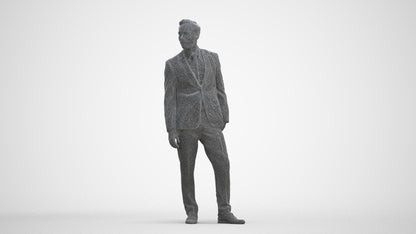realistic 3D man business, scanned archviz people for Blender and 3ds Max, three-quarter front view render