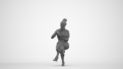 photogrammetry 3D woman formal sitting, realistic human model archviz FBX, three-quarter front view render