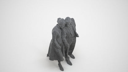 realistic 3D people senior woman formal couple, render-ready for V-Ray and Corona, FBX OBJ, wireframe three-quarter view