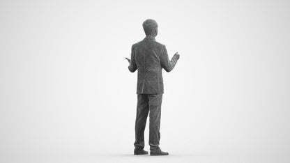 realistic 3D man business, scanned archviz people for Blender and 3ds Max, wireframe front view