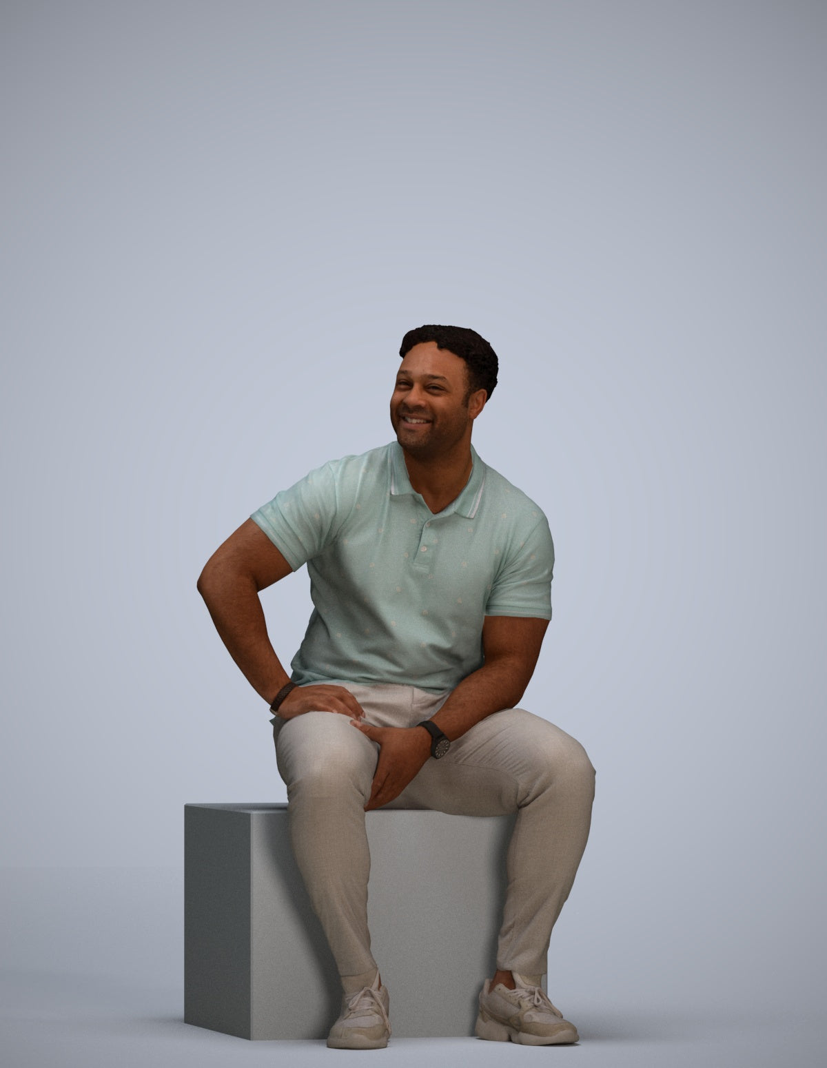 3D scanned man pool casual, photorealistic archviz people for Enscape and SketchUp