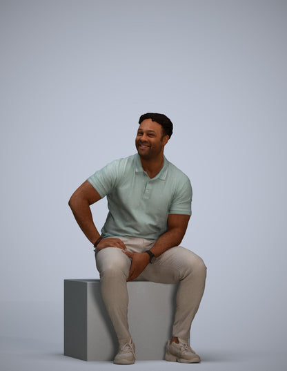 3D scanned man pool casual, photorealistic archviz people for Enscape and SketchUp