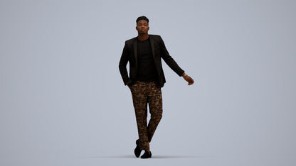 photogrammetry 3D man formal cycling, realistic human model archviz FBX, standing pose render