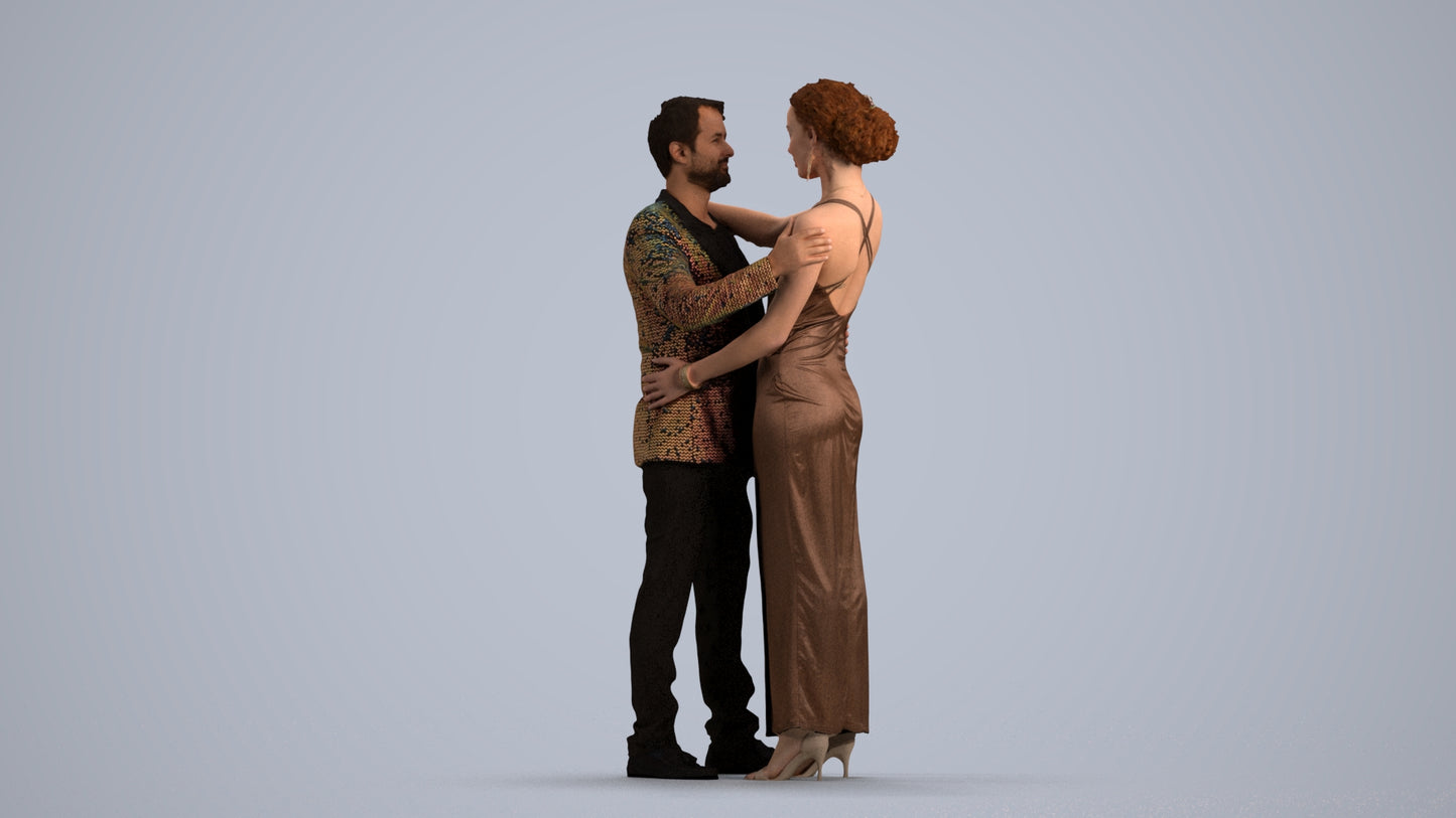 realistic 3D human woman formal dancing, archviz people FBX OBJ for Blender, front view render