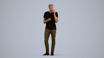 3D people model man casual standing, scanned human for 3ds Max rendering, standing pose render