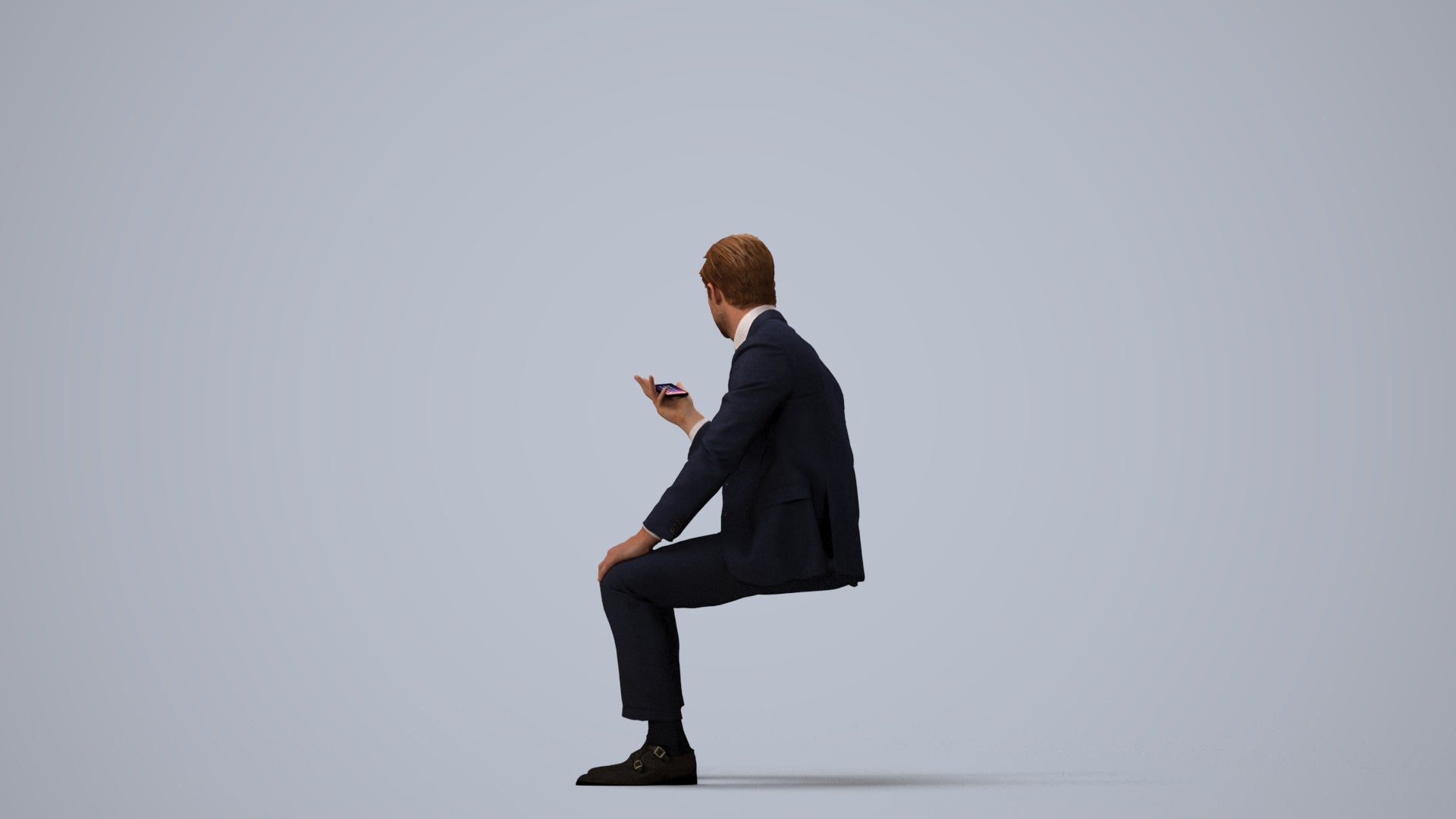 photogrammetry 3D man business, realistic human model archviz FBX, three-quarter view render
