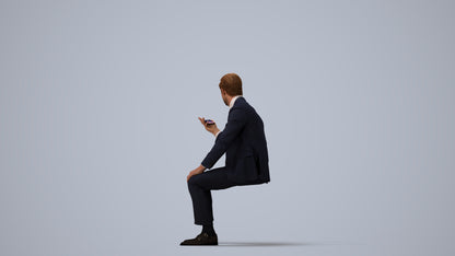 photogrammetry 3D man business, realistic human model archviz FBX, three-quarter view render