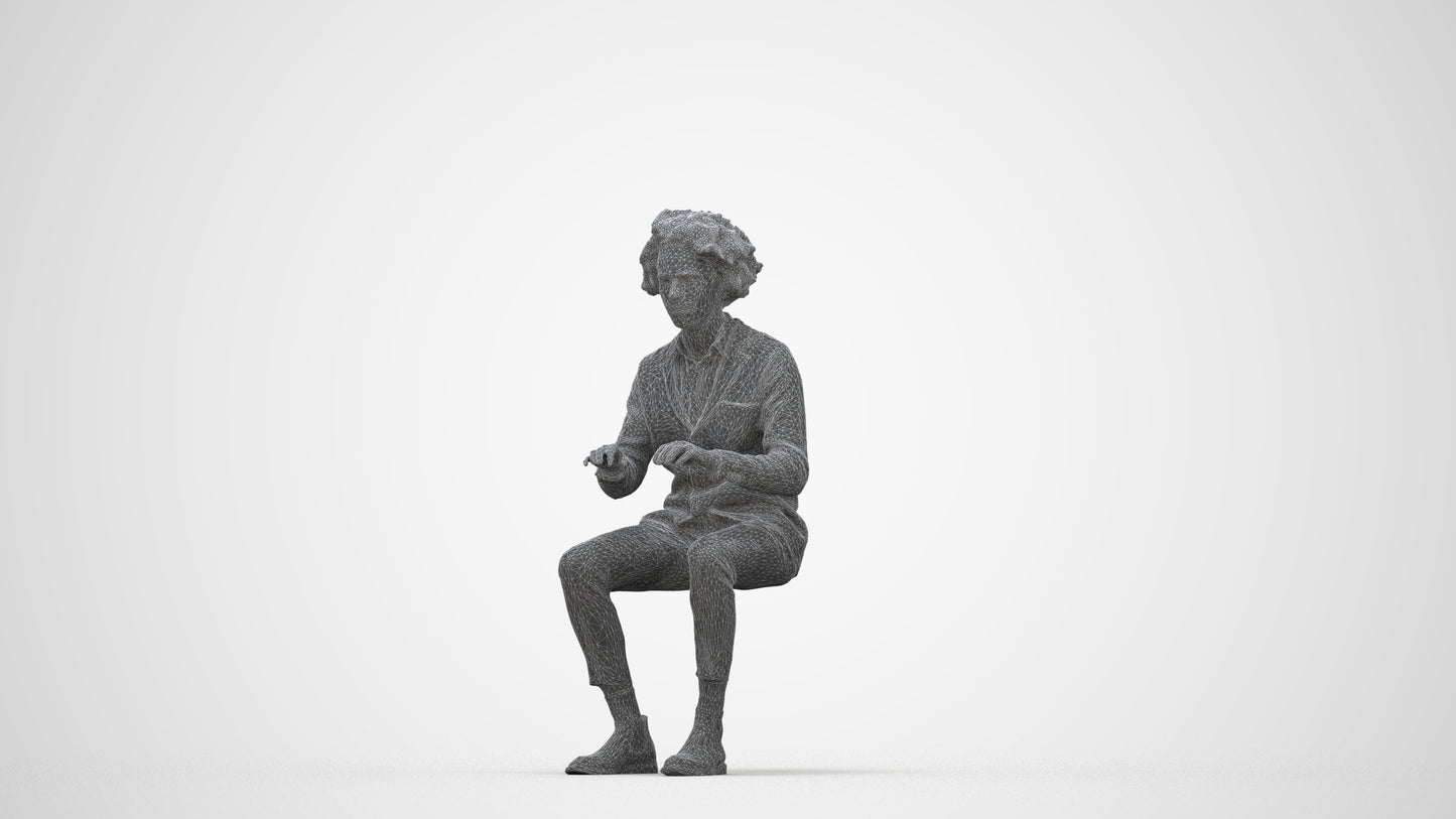 realistic 3D man business, scanned archviz people for Blender and 3ds Max, wireframe back view