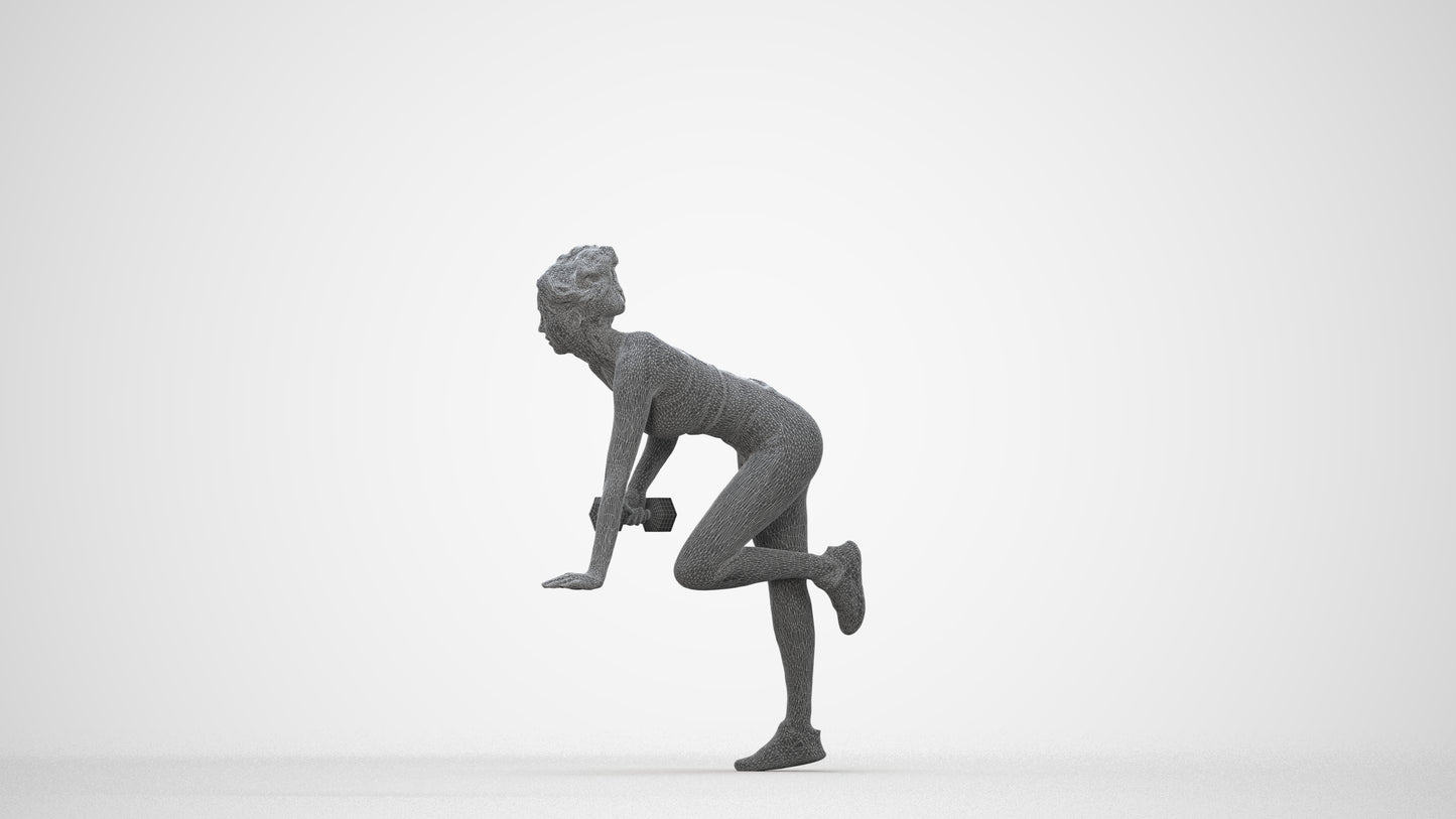 3D human model woman sport, photogrammetry scanned person for archviz, wireframe back view