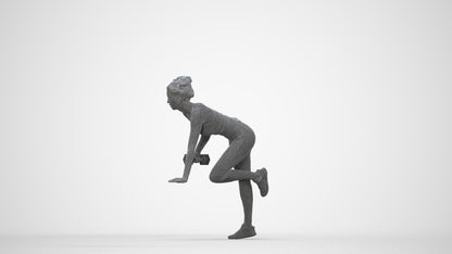 3D human model woman sport, photogrammetry scanned person for archviz, wireframe back view