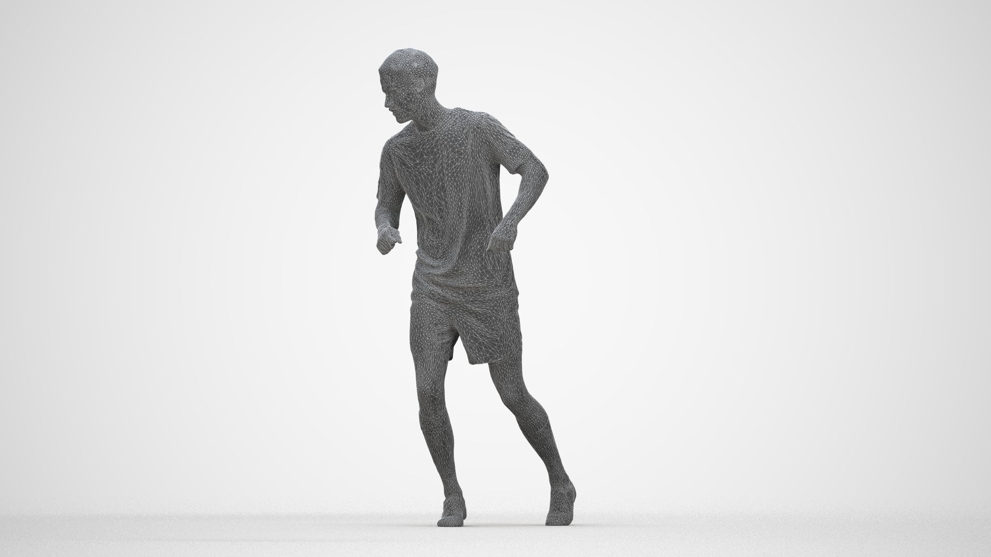 realistic 3D man sport, scanned archviz people for Blender and 3ds Max, wireframe back view