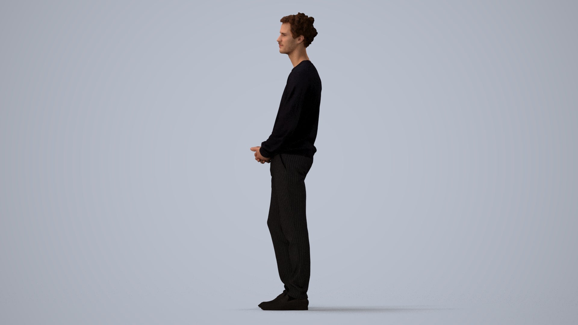 scanned 3D man casual standing, photogrammetry people for Enscape and V-Ray, three-quarter view render