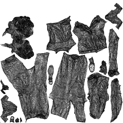 3D human model woman business walking, photogrammetry scanned person for archviz, wireframe top-down view
