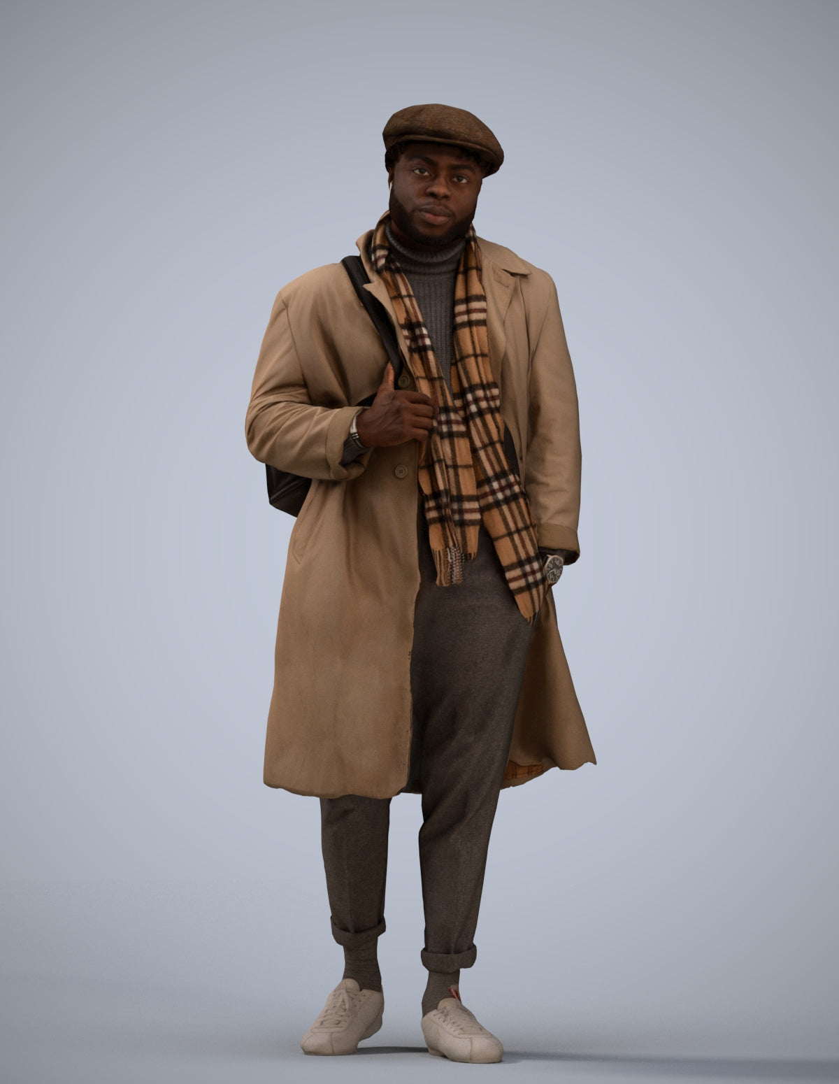3D human model man casual walking, photogrammetry scanned person for archviz