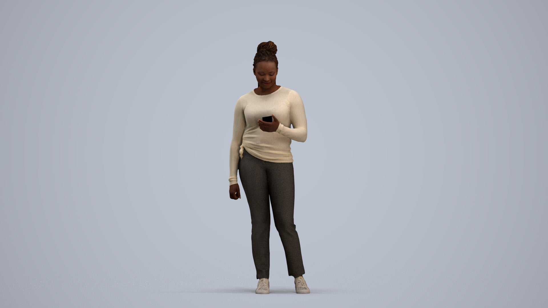 realistic 3D people woman casual standing, render-ready for V-Ray and Corona, FBX OBJ, standing pose render