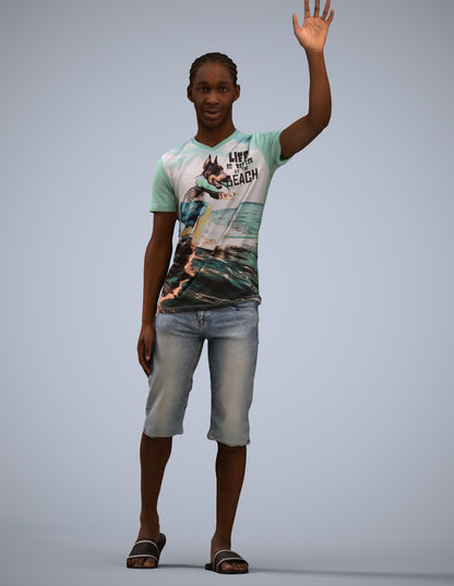realistic 3D human boy casual kids, archviz people FBX OBJ for Blender