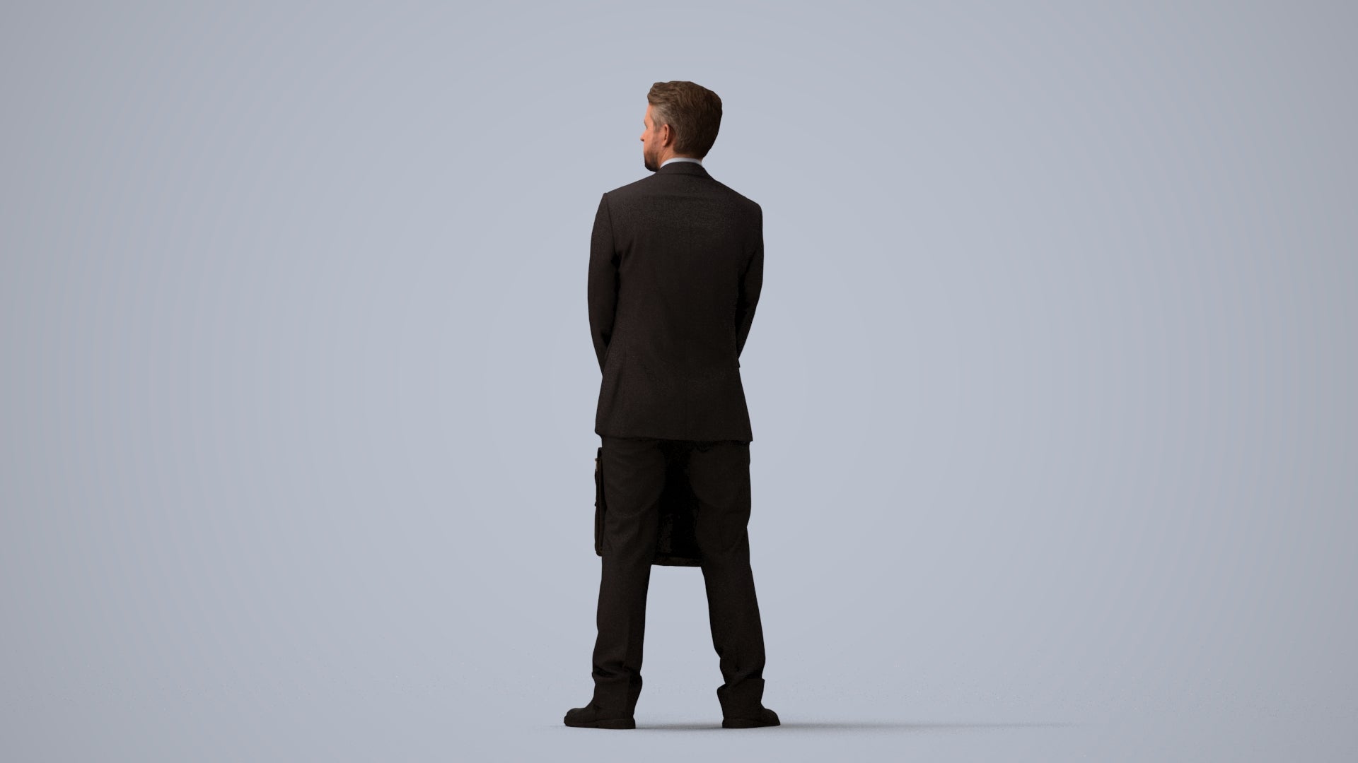 realistic 3D man business, scanned archviz people for Blender and 3ds Max, three-quarter view render