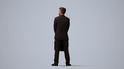 realistic 3D man business, scanned archviz people for Blender and 3ds Max, three-quarter view render