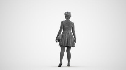3D human model woman formal formalaffairs, photogrammetry scanned person for archviz, wireframe front view