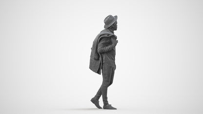 realistic 3D people man casual standing, render-ready for V-Ray and Corona, FBX OBJ, wireframe side view