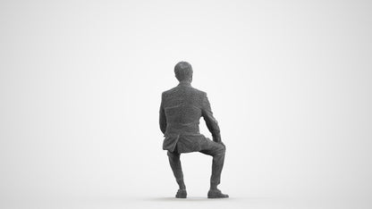 realistic 3D man business, scanned archviz people for Blender and 3ds Max, wireframe front view