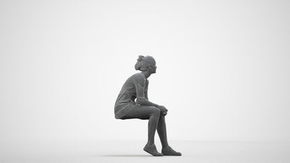 photogrammetry 3D girl casual kids, realistic human model archviz FBX, wireframe side view