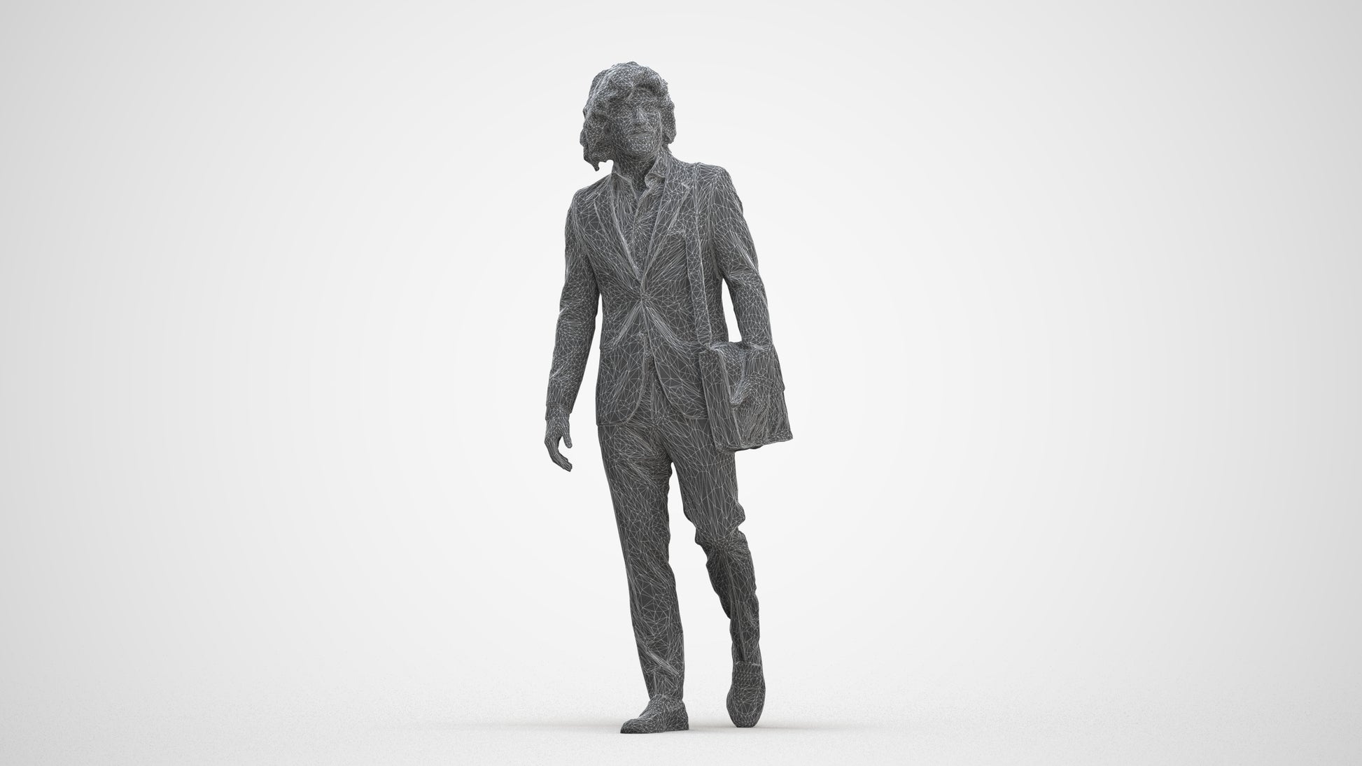 realistic 3D man business walking, scanned archviz people for Blender and 3ds Max, three-quarter front view render