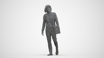 realistic 3D man business walking, scanned archviz people for Blender and 3ds Max, three-quarter front view render