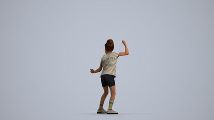 realistic 3D girl casual kids, scanned archviz people for Blender and 3ds Max, front view render