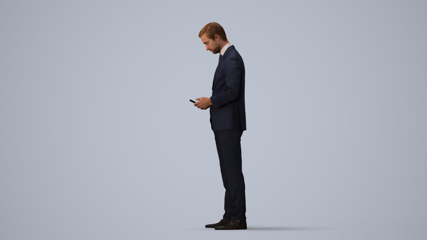 scanned 3D man business, photogrammetry people for Enscape and V-Ray, three-quarter view render