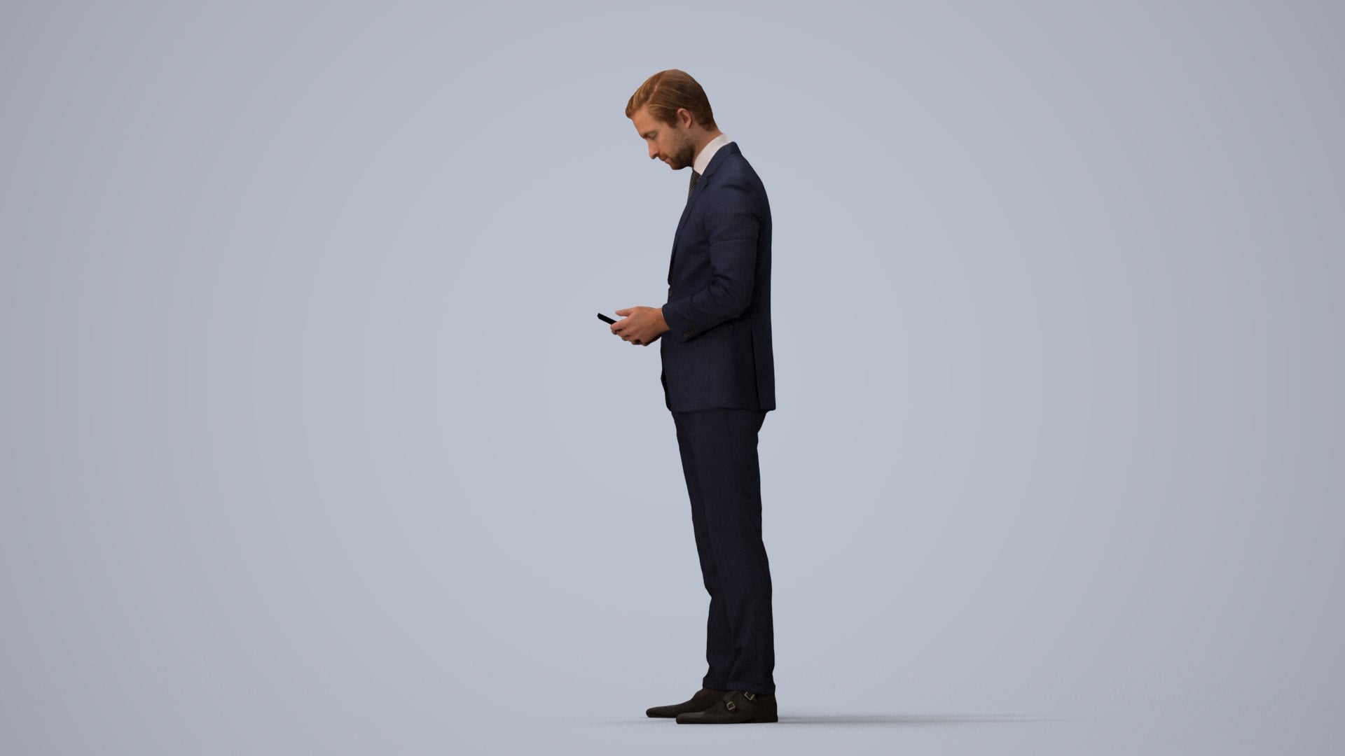 scanned 3D man business, photogrammetry people for Enscape and V-Ray, three-quarter view render