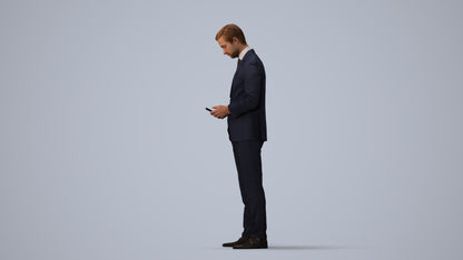 scanned 3D man business, photogrammetry people for Enscape and V-Ray, three-quarter view render