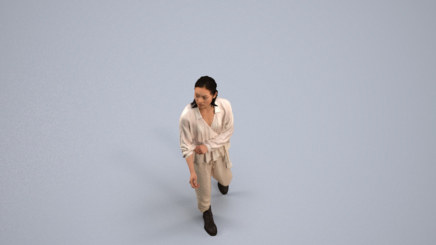 3D people model woman casual walking, scanned human for 3ds Max rendering, back view render