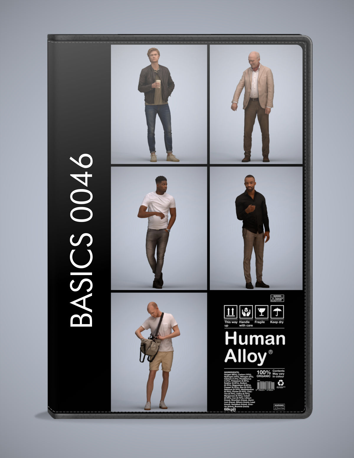 realistic 3D people standing set, 5 render-ready models for V-Ray and Corona