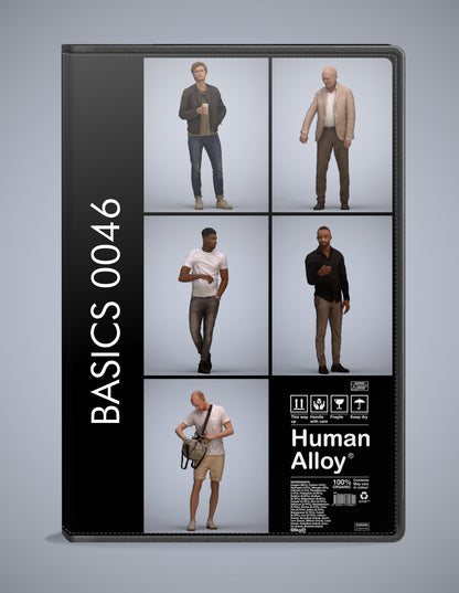 realistic 3D people standing set, 5 render-ready models for V-Ray and Corona